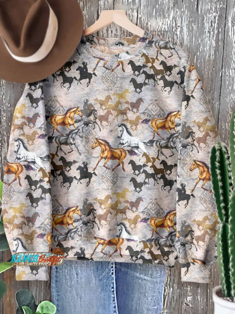 Classic West Horse Art Casual Sweatshirt