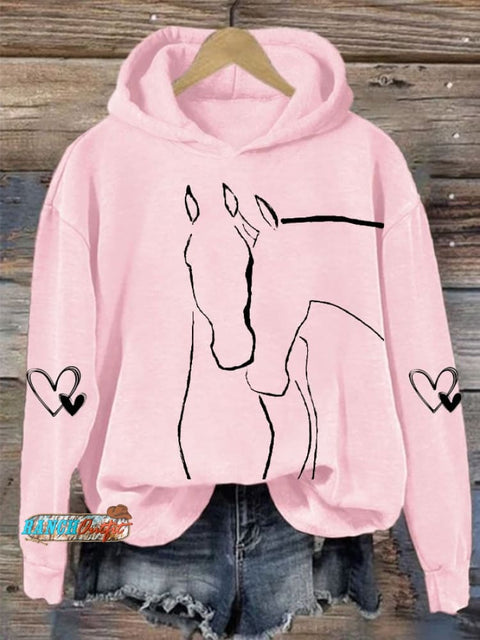 Women's Valentine's Day Cute Horses Casual Hoodie