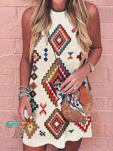 Women’s Western Geometric Print Sleeveless Dress Picture 1 / S