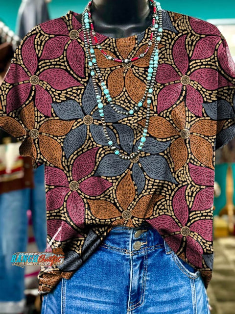 Vintage Floral Art Print Casual T-Shirt