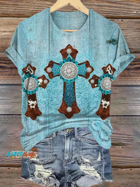 Aboriginal Cross Crew Neck T-Shirt