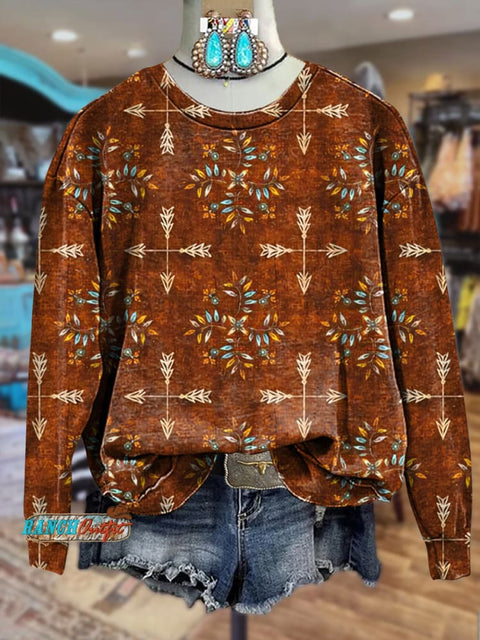 Aboriginal Arrow Print Crew Neck Sweatshirt