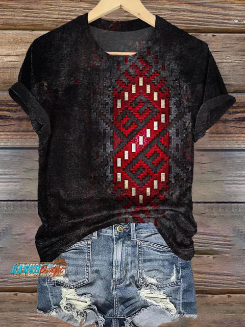 Aboriginal Pattern Texture Print T-Shirt