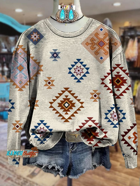 Simple Aztec Polka Dot Print Sweatshirt