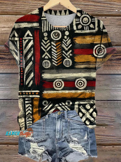 Tribal Ethnic Style Printed Casual T-Shirt