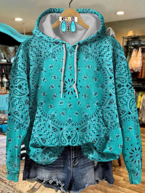 Bohemian Mandala Print Hooded Sweatshirt