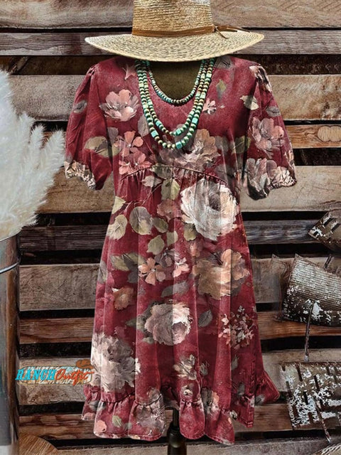 Women's Classic Floral Print Casual Dress