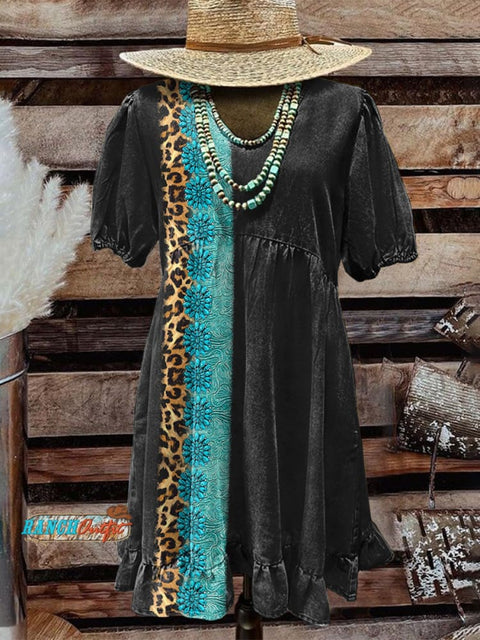 Women's Turquoise Leopard Print Skirt