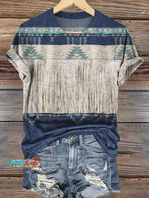 Aboriginal Art Tassel Graphic Print T-Shirt