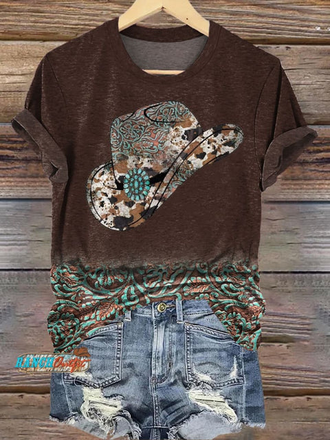 Cowboy Hat Art Graphic Print T-Shirt