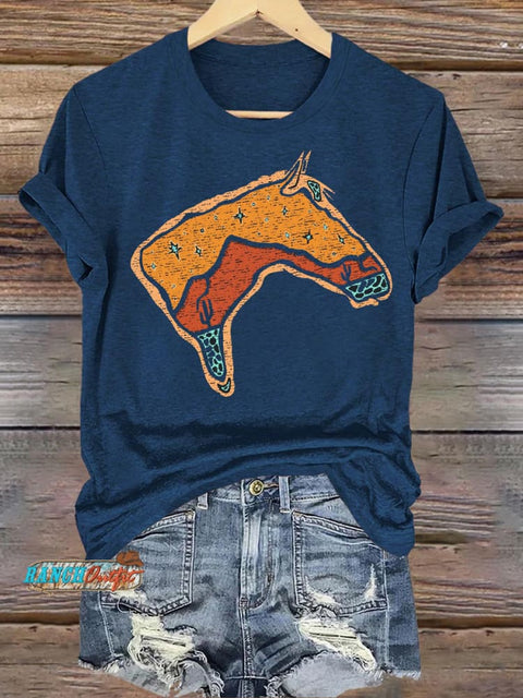 Creative Horse Wilderness Print T-Shirt