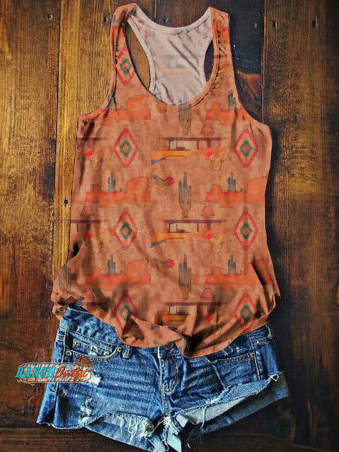 Women's Desert Wilderness Mural Print Casual Tank Top