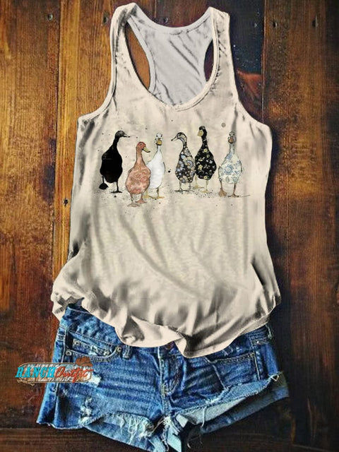 Women's Ranch Duck Print Comfortable Tank Top