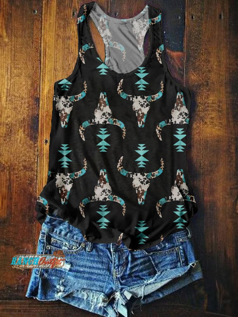 Women's Western Cow Simple Print Casual Tank Top