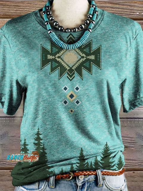 Aztec Printed Casual Short Sleeve Top