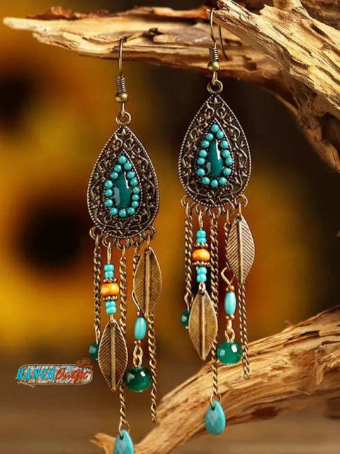 🎁 Retro Leaf Bead Tassel Water Drop Shaped Earrings (100% Off)