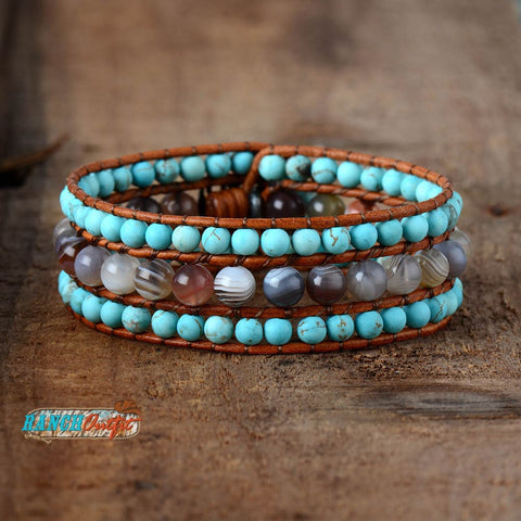 Turquoise & Botswana Cuff Bracelet