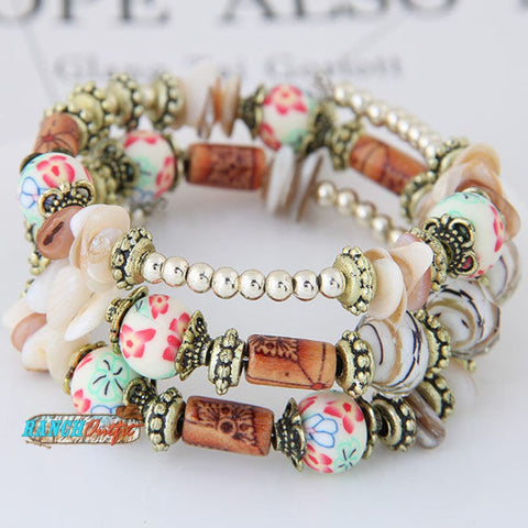 Bohemian Shell Clay Bracelet