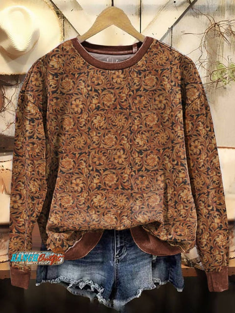 Classic West Floral Casual Cotton Sweatshirt