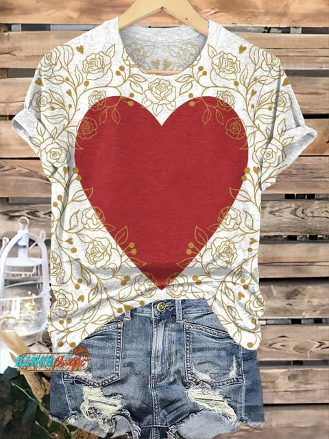 Valentine's Day Roses and Love Print T-shirt