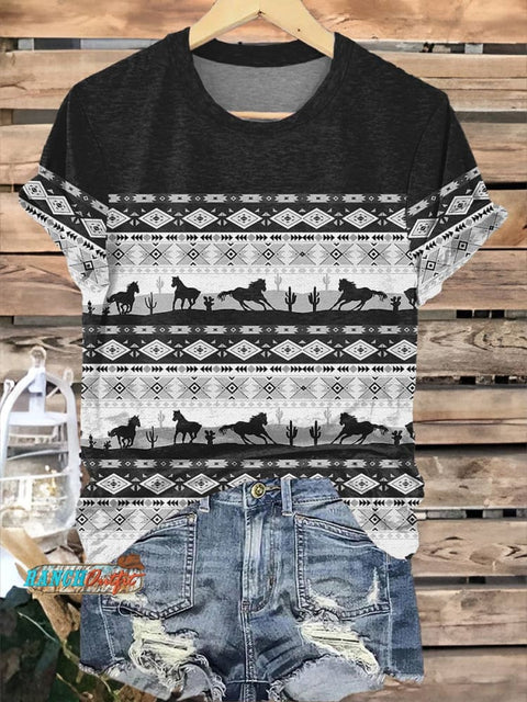 Black and White Classic West Horse T-shirt