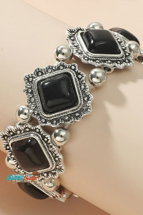 Vintage Turquoise Elastic Bracelet Black Accessories