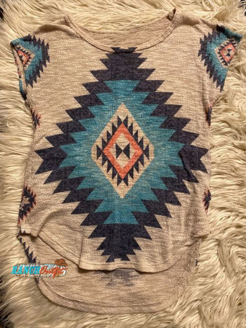 Aztec Art Print Casual Short Sleeve Top