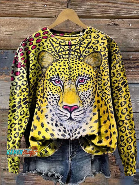 Tiger Animal Art Print Casual Cotton Sweatshirt