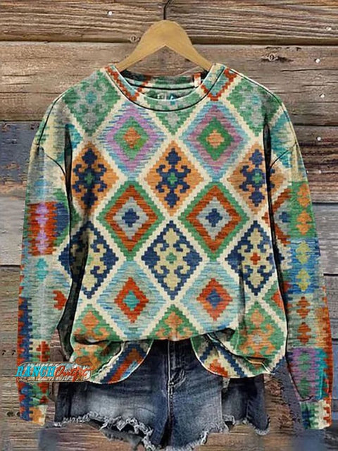 Western Art Print Casual Sweatshirt