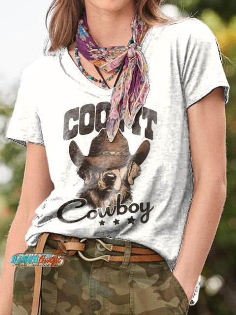 Women's Cool It Cowboy Print Crew Neck T-shirt