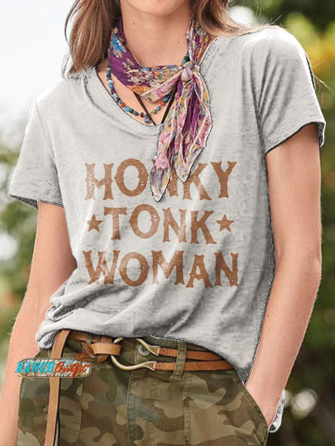 Women's Honky Tonk Woman Print Crew Neck T-shirt