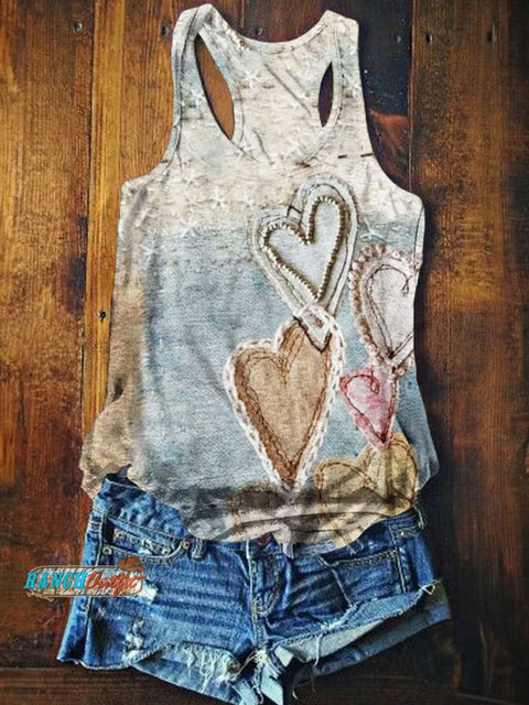 Women's Vintage Heart Print Tank Top