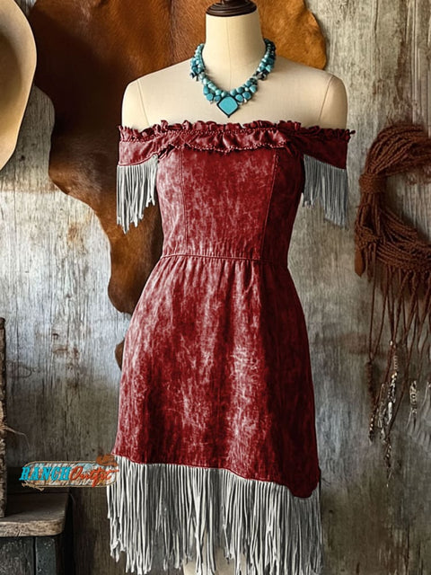 Women's Western Tassel Cotton Dress