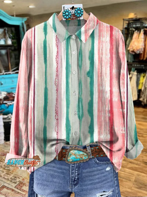 Women's Western Art Print Casual Cotton Shirt