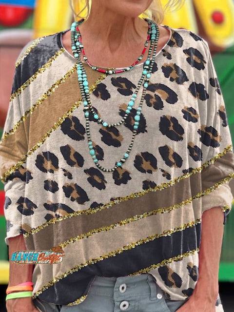 Leopard Print Casual Long Sleeve T-shirt