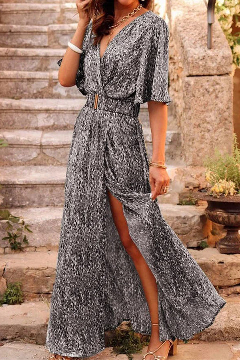 Bohemian College Floral Patchwork With Belt V Neck Waist Skirt Dresses