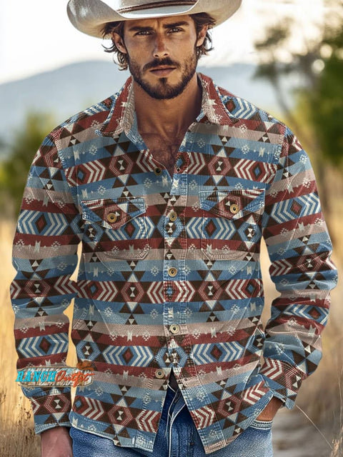 Aztec Print Casual Corduroy Shirt