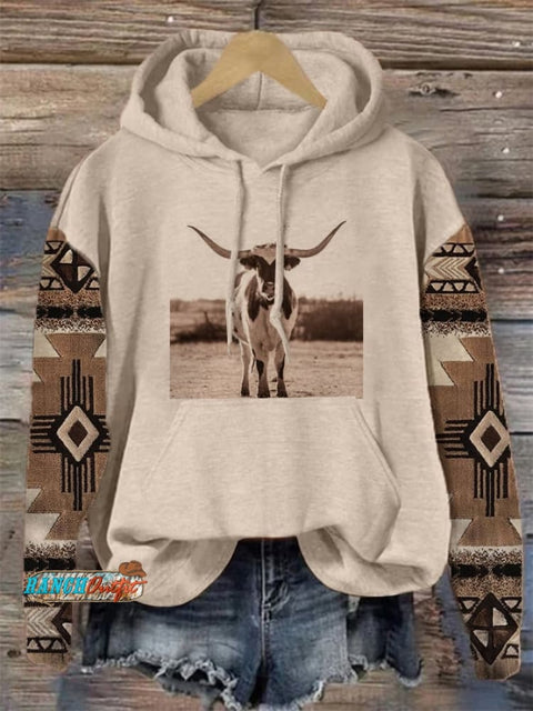 Women's Vintage Western Drawstring Hoodie