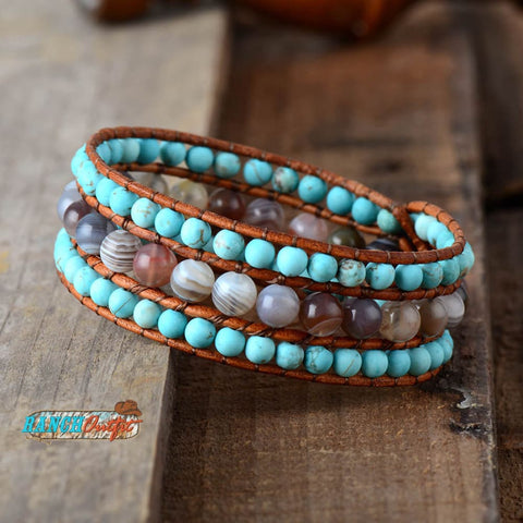 Turquoise & Botswana Cuff Bracelet