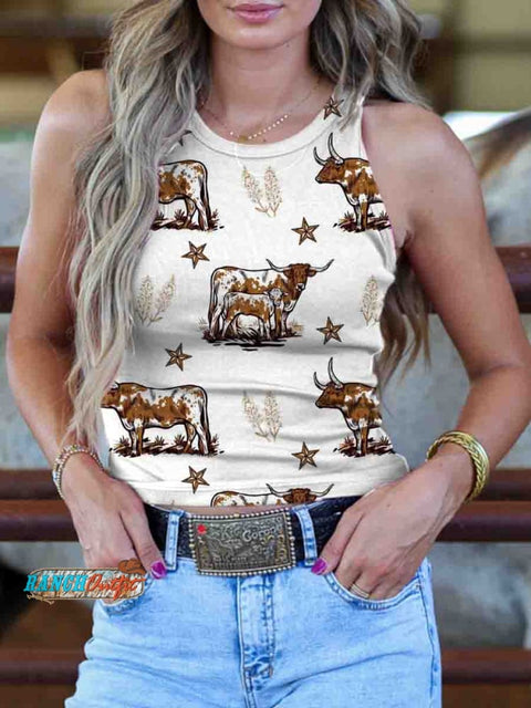 Women's Western Cow Print Tank Top