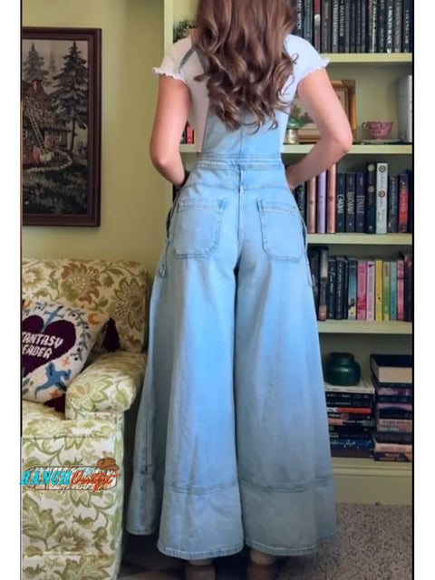 Women's Denim Wide-leg Overalls