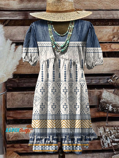 Aztec Stripe Women's Print Pocket Cotton Dress