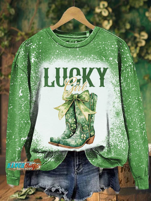 Western St. Patrick's Day Print Casual Sweatshirt