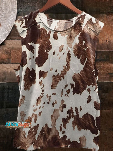 Cowhide Print 100% Cotton Casual Tank Top