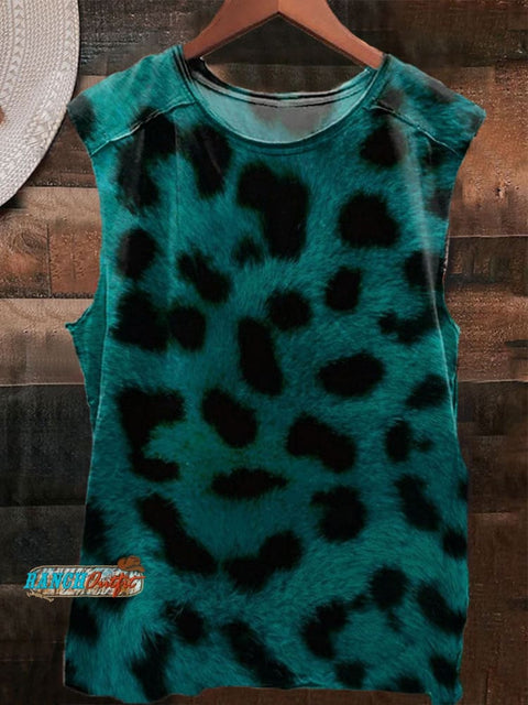 Leopard Print 100% Cotton Casual Tank Top