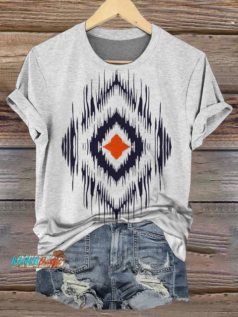 Aztec  Print Casual Short Sleeve Top