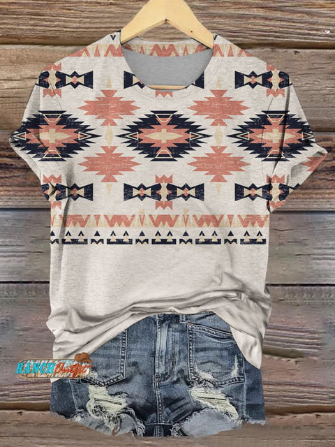 Aztec Print Casual Short Sleeve Top