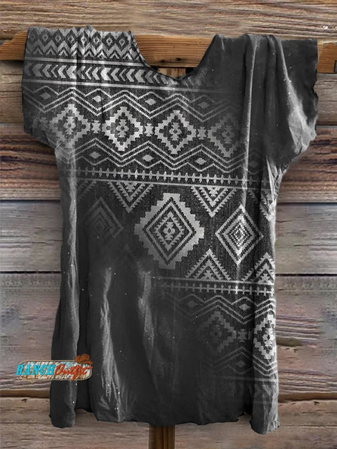 Aztec Print Casual Short Sleeve Top