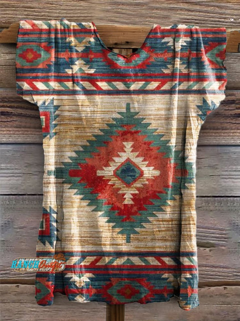 Aztec Print Casual Short Sleeve Top