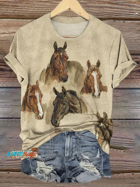 Horse Print Casual Top